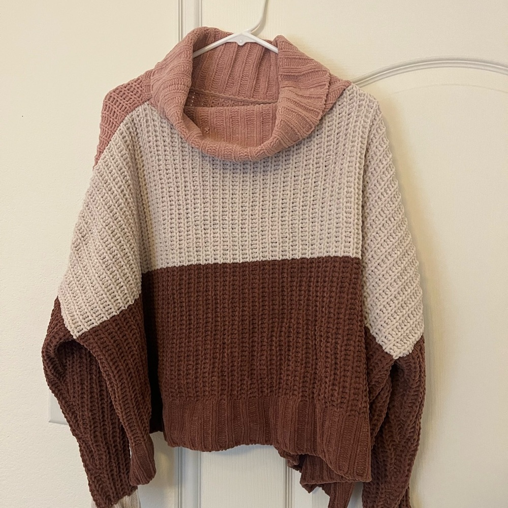 Colorblock Turtleneck Sweater